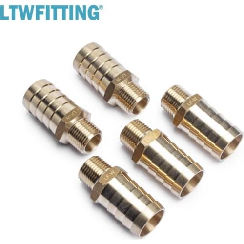 LTWFITTING Lead Free Brass Barbed Fitting Coupler / Connector 1" Hose Barb x 1/2" Male NPT Fuel Gas