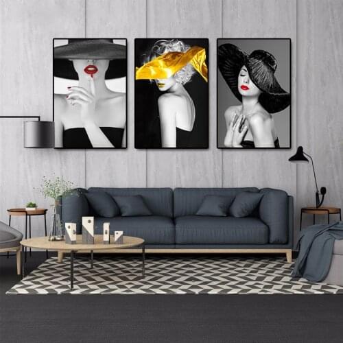Fashion Women Posters Sexy Girl Paintings Print On Canvas Modern Wall Art Black White Decorative Pictures for Living Room Design