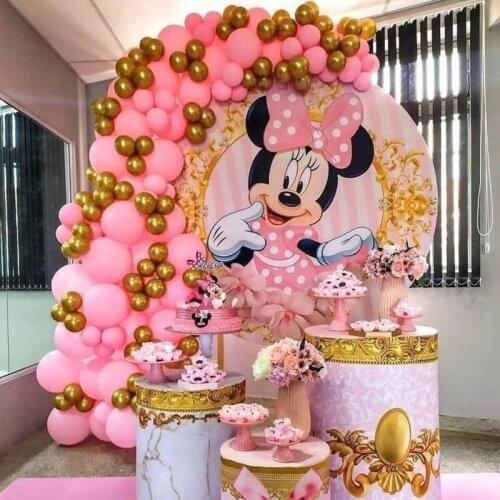 137Pcs Disney Pink Minnie Party Balloon Set Garland Arch Kit Balloons Baby Shower Kids Birthday Party Decor Globos Supplies