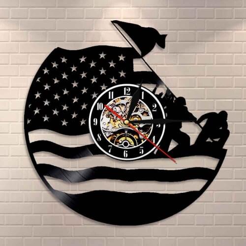 Coast Guard American Flag US Army Vinyl Record Wall Clock Navy Marines Vintage Veteran Decorative Clock Military Retirement Gift