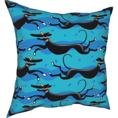 Blue Zoomies Pattern Pillow Cases Greyhound Whippet Lurcher Dog Cushion Covers Creative Zipper Decorative Pillowcase for Home