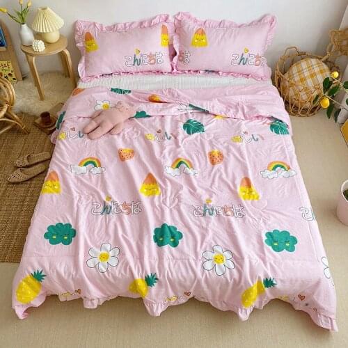 Cartoon Style Quilt 4PCS Set Keep Warm Blanket Summer Thin Blanket 3 Sizes Choose Queen King Size Quilts Lovily Childen Blankets