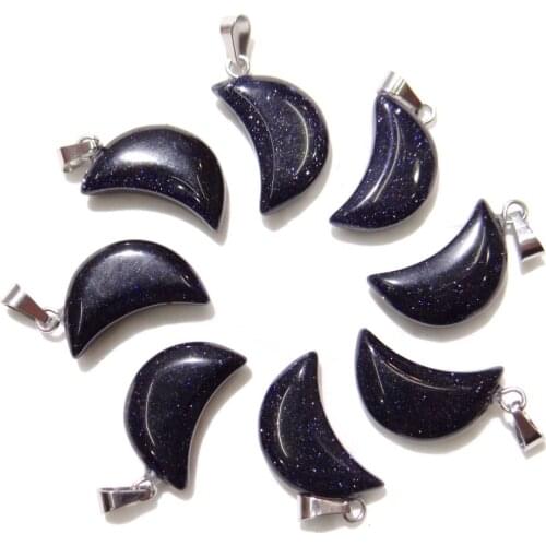 Wholesale 24PCS Natural Stone Pendants Charms Moon Crescent For Jewelry Making Wholesale Free Shipping