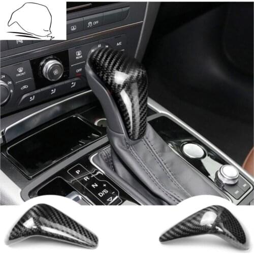 Car Gear Shift Knob Cover Carbon Fiber For Audi A6 2016 2017 2018/A7 2015 2016 2017 2018 Auto Decoration Car Styling accessories