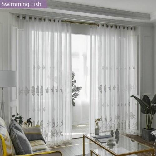 2019 New White/grey Embroidery Tulle Blind Sheer Curtain For Living Room Bedroom Home Deco Floral Voile Curtain Balcony Custom