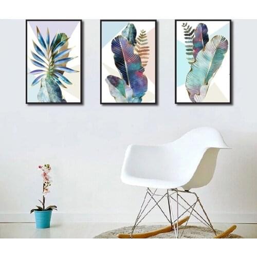 Modern Tropical Plants Canvas Painting Abstract Wall Art Leaves Picture Posters and Print Craft for Living Room Decoration