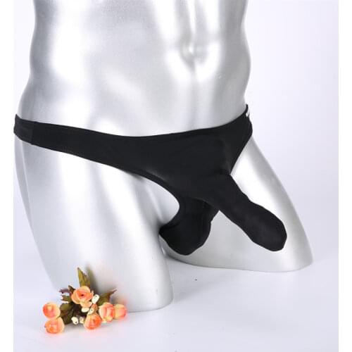 Miboer Gay Men Underwear Elephant Panites Male Thong G String Penis Sleeve Mens Sexy Lingerie Ice Silk Gay Underpants Low Waist