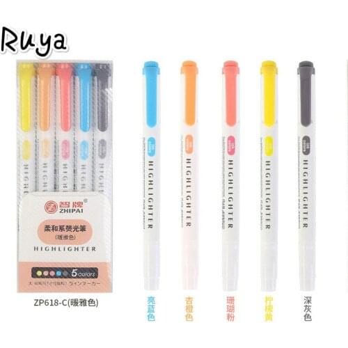 Japanese stationery double head drawing scribble pen for school items highlighter markers pens pencils writing supplies colores