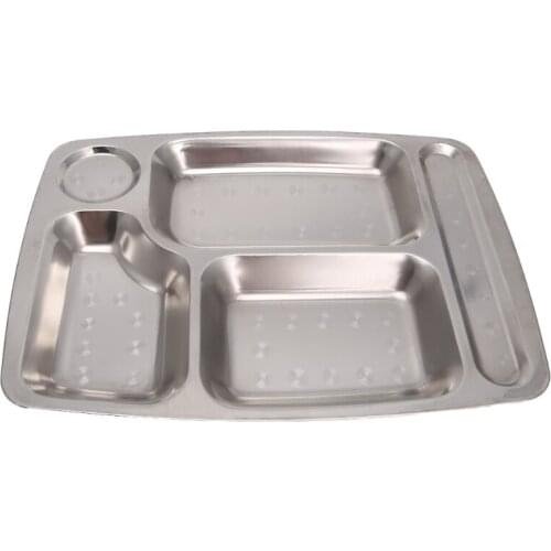 YAS Stainless Steel Divided Dinner Tray Lunch Container Food Plate 4/5/6 Section