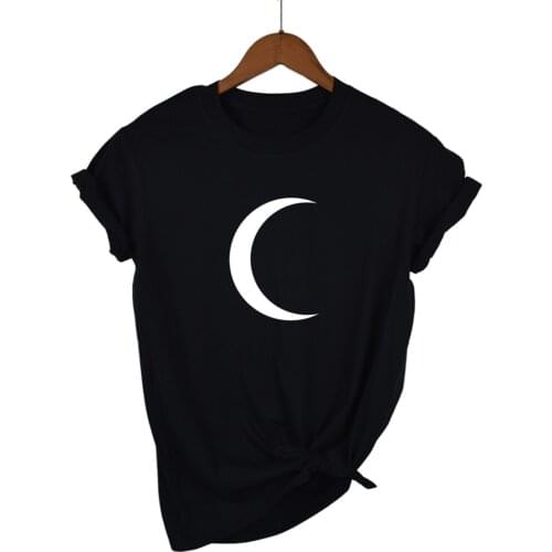 Crescent moon Print Women tshirt Cotton Casual Funny t shirt For Lady Top Tee Hipster Tumblr Drop Ship