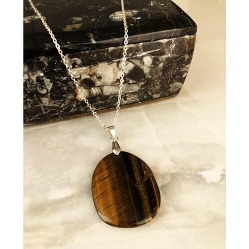 Dr Stone Natural Stone Women 'S Tiger 'S Eye Stone Necklace AHL55 439756391