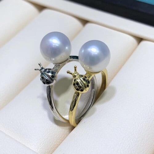 Coccinella Septempunct 925 Sterling Silver Ring Finger Ring Settings Adjustable Ring Finding Jewelry Parts Fittings Accessories