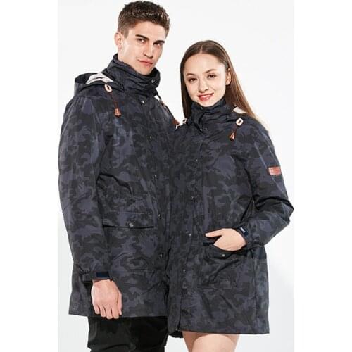 Winter outdoor jacket for men and women in the long three-in-one two-piece fleece waterproof breathable mountaineering suit