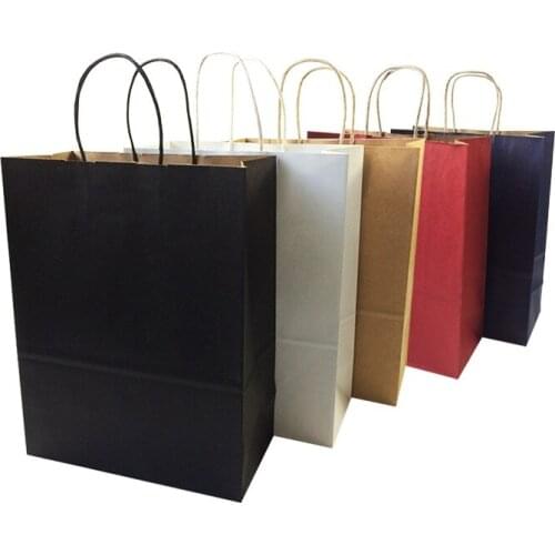 10pcs/lot Gift Paper Bags With Handle 33*25*12cm Vertical Multifuntion Environment Friendly Party Gift Paper Bag Package Bags
