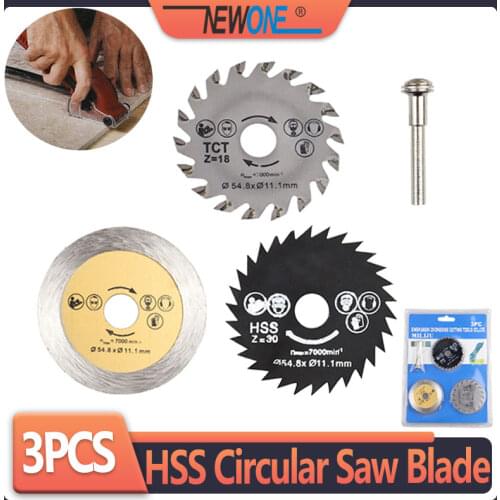 3PCS HSS Mini Circular Saw Blade Woodworking Cutting Discs Drill For Rotary Tools Metal Cutter Power Tool Mandrel Set