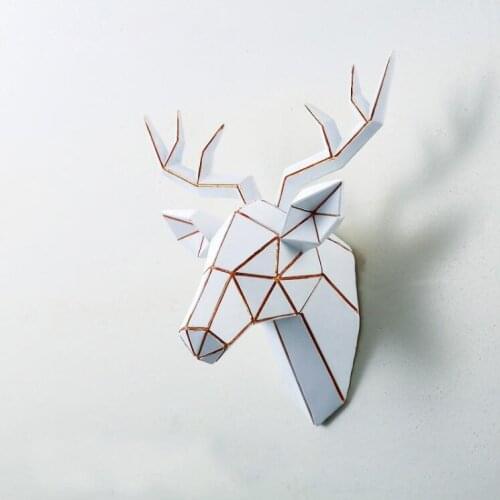 3D Modern Deer Head Sculpture 44x37x21cm Murals Home Wall Hanging Elk Statue Handmade Ornament Artwork Craft Deer Head Sculpture