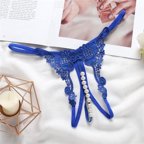 6pcs/lot Womens Panties Beading open thongs pearl g-strings sex underwear female intimates bragas panty 6colors XXS-XL2200p6M