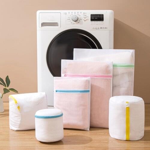 6pcs Thicken Mesh Wash Bag with Zipper Strong Wear-resistant Water Permeable Prevent Cloth from Deforming for Underwear