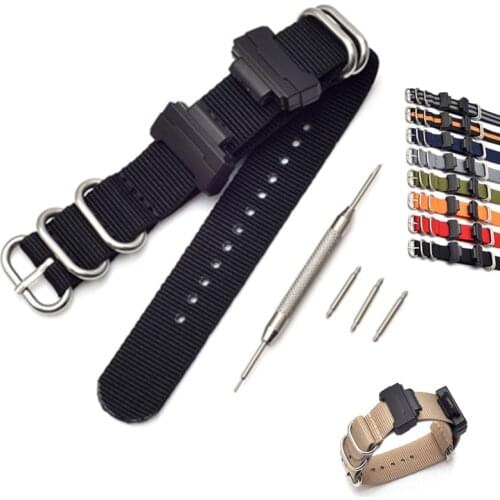 Adapters16mm Conversion + Nylon Watch Band Strap Kit for GShock MIL-Shock DW-5600/9052 GA-110GLS-8900 GD-110 GW-M5610 DW-6900