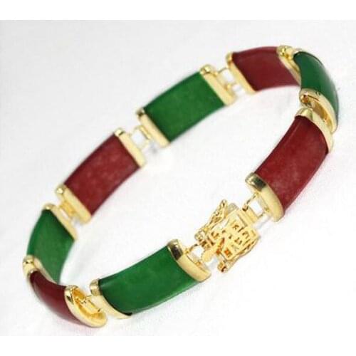 Free shipping Quality Fashion Picture> traditional eastern style Multi Color red/green new/fashion bracelet jade