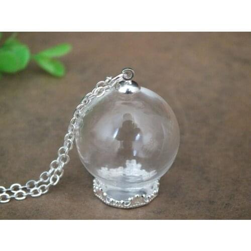 Free ship!!25x15mm glass globe round with silver an crown base,DIY galss bottle pendant,jewelry pendant