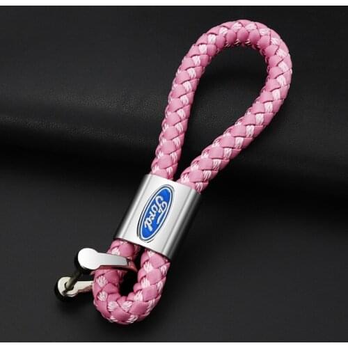 New high-end leather hand-woven rope car keychain for ford logo metal key ring Wife girlfriend gift pendant 4s auto Accessories