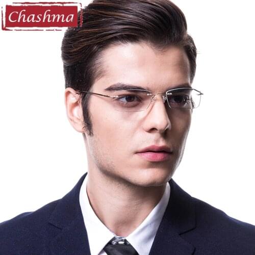 Chashma Rimless Titanium Alloy Ultra Light Weight Myopia Glasses Frame Optical Eye Glasses For Men