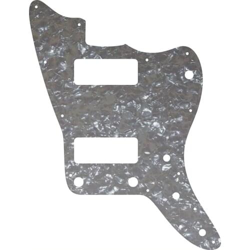 Pleroo Guitar Parts - For US No Upper Controls Jazzmaster style Guitar pickguard With P90 Pickups Replacement , Parchment Pearl