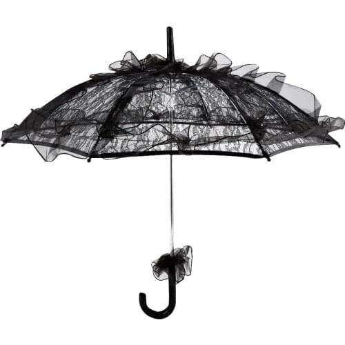Elegant and Stylish Black Color Lace Umbrella Parasol for Lady Women Party Decor Dancing Photography Prop