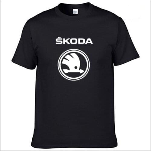 Mens Short Sleeve Skoda Car Logo T-shirt Summer casual male solid colour Cotton T shirts Fashion Hip Hop Harajuku Men Clo
