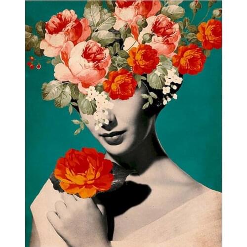 GATYZTORY Frame 60×75cmFrame Flower Woman Diy Painting By Numbers Figure Canvas Colouring Handpainted Kits Gift Wall Decor