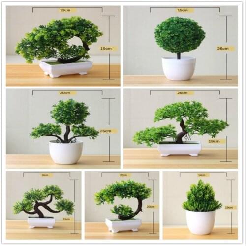 Artificial Plants Potted Bonsai Green Small Tree Plants Fake Flowers Potted Ornaments for Home Garden Decor Party Hotel Decor