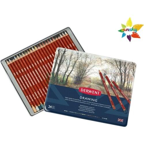 UK Original Derwent Professional Drawing Pencil Tins of 12 & 24 Assorted Colours Professtional Artist Drawing Art Pencil Set