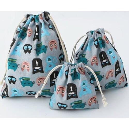 Kawaii Bear Drawstring Pocket Storage Bag Desk Containers Candy Jewelry Organizer Cosmetic Coins Keys Bags Travel Toiletry Bag