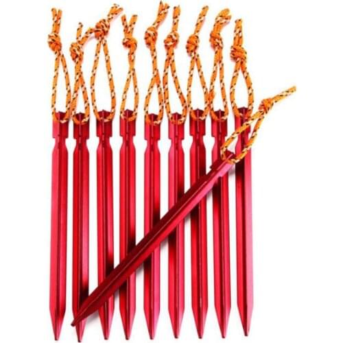 5pcs Tent Pegs 18cm Aluminum Tent Stake with Rope Outdoor Tent Nail Peg Tent Accessories Equipment