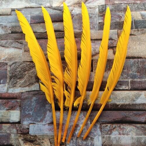 Beautiful! 10pcs/lot Golden yellow feathers 30-35cm/12-14inch Natural Turkey feathers wedding party decoration craft feathers