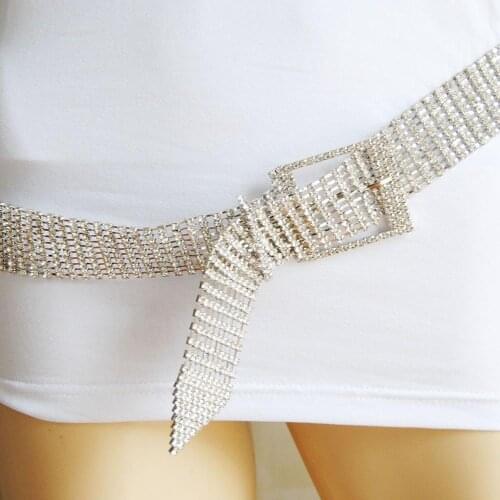 Crossover fashion simple womens crystal Street belt party nightclub crystal waist chain belt