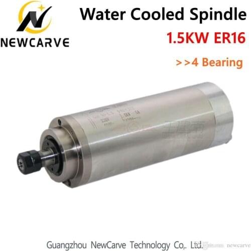 Newcarve CNC Spindle Motor 1.5KW 220V 380V 4 Bearing Water Cooled Spindle ER16 With 80mm Diameter
