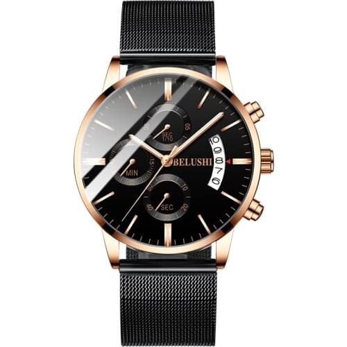 Mens Business 2021 New Burst Quartz Watch Fashion Three Eyes Six Needle Timer Calendar Watch Trend Unique Watch Simple Watch