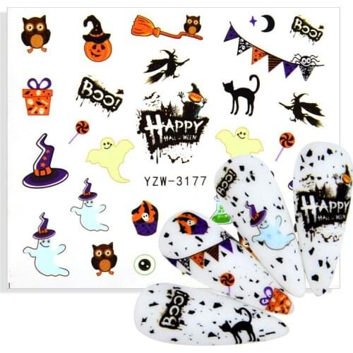Halloween Nails DIY Stickers Nail Art Decals Spider Ghost Pumpkin Cool Spooky Slider Wraps Nails Decor Manicure