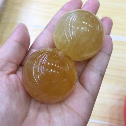 Natural orange calcite stone sphere citrine crystal iceland gemstone ball around for crystal meditation reiki 40mm