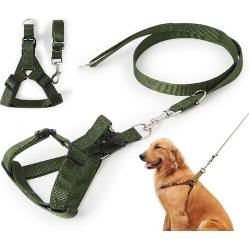 Heavy Big Dog Harness and Leash Set Nylon Pet Leads Adjustable Harness for Medium and Large Dogs Chest 35-60cm Leash 2.5*120cm