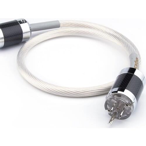 New 5N OCC Mono AC and US Silver Power Cable Carbon Fiber Rhodium Coated Placket HiFi audio power wire,AC supply power line