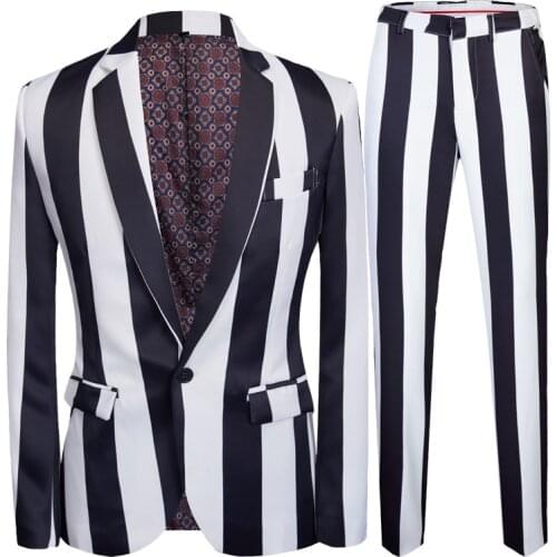 Autumn Suit Summer Costume Mariage Homme Black White Grey Stripe Suit Set Smoking Uomo Trajes De Hombre Smoking Masculino