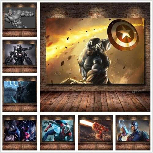 Marvel Superhero Nordic Style Canvas Painting Poster Modern Creative Modular Wall Art Picture Wipe Airship Hotel Bar Room Decor