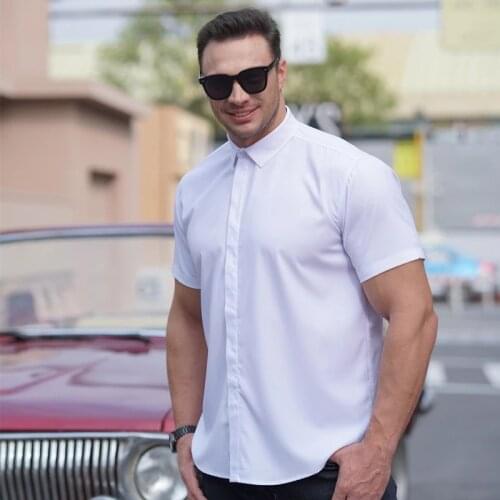 High quality 10XL 12XL 11XL Large Size Men Shirt short Sleeved purple Black Blue Business formal oversize office dress Shirt 60