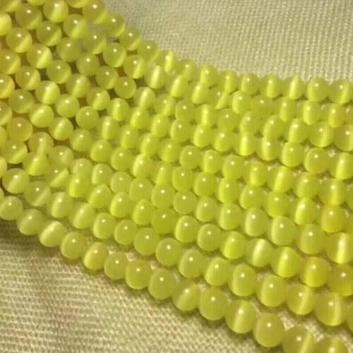 A cats-eye 6-12mm Rose Pink Purple Cats Eye Stone Semi-finished Ball Hand-made Diy Bracelet Necklace 14"