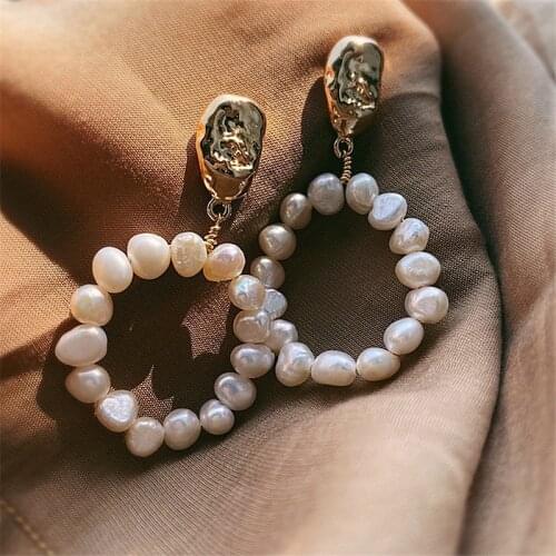 Temperament Baroque Pearl Circle Drop Earrings For Women Etrendy New Jewelry Korean Earings