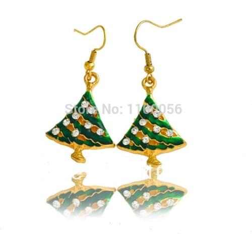 Boucle D'oreille De Marque Pendientes Largos Brincos Para As Mulheres Christmas Tree Earrings E0004