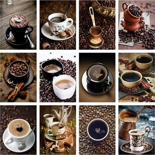 SHAYI DIY 5D Diamond Painting Retro Kitchen Decor Scenery Full Square/Round Drill Mosaic Embroidery Cross Stitch Coffee Landscap